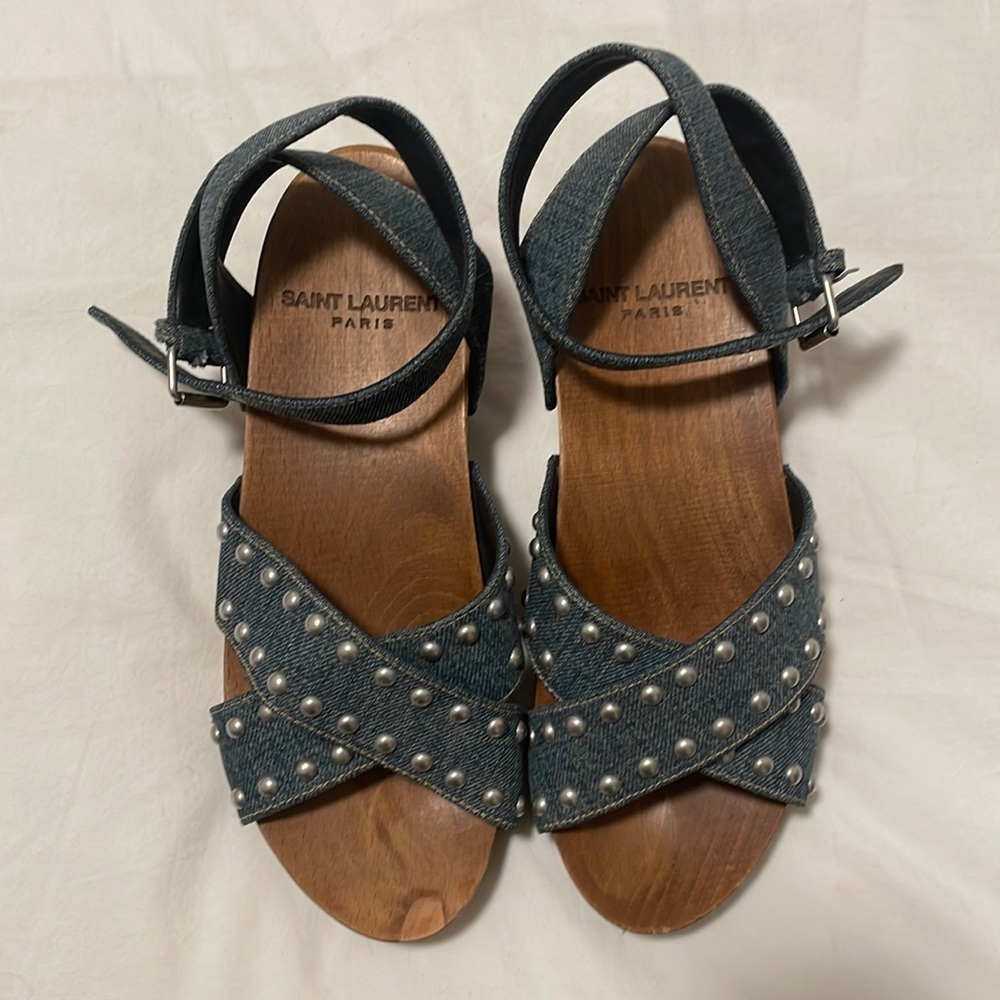 Saint Laurent Denim Studded Sandals (authentic)
